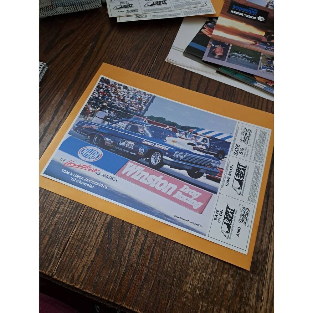 Vintage Tom Linda Jacobson 1962 Chevy Drag Racing Promo NHRA Soft Seal Coupons
